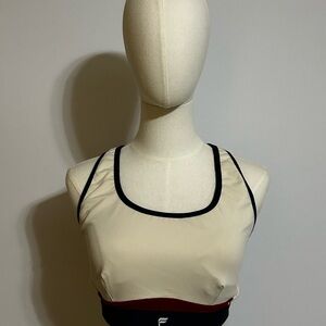 Fabletics Cream and Black Sports Bra